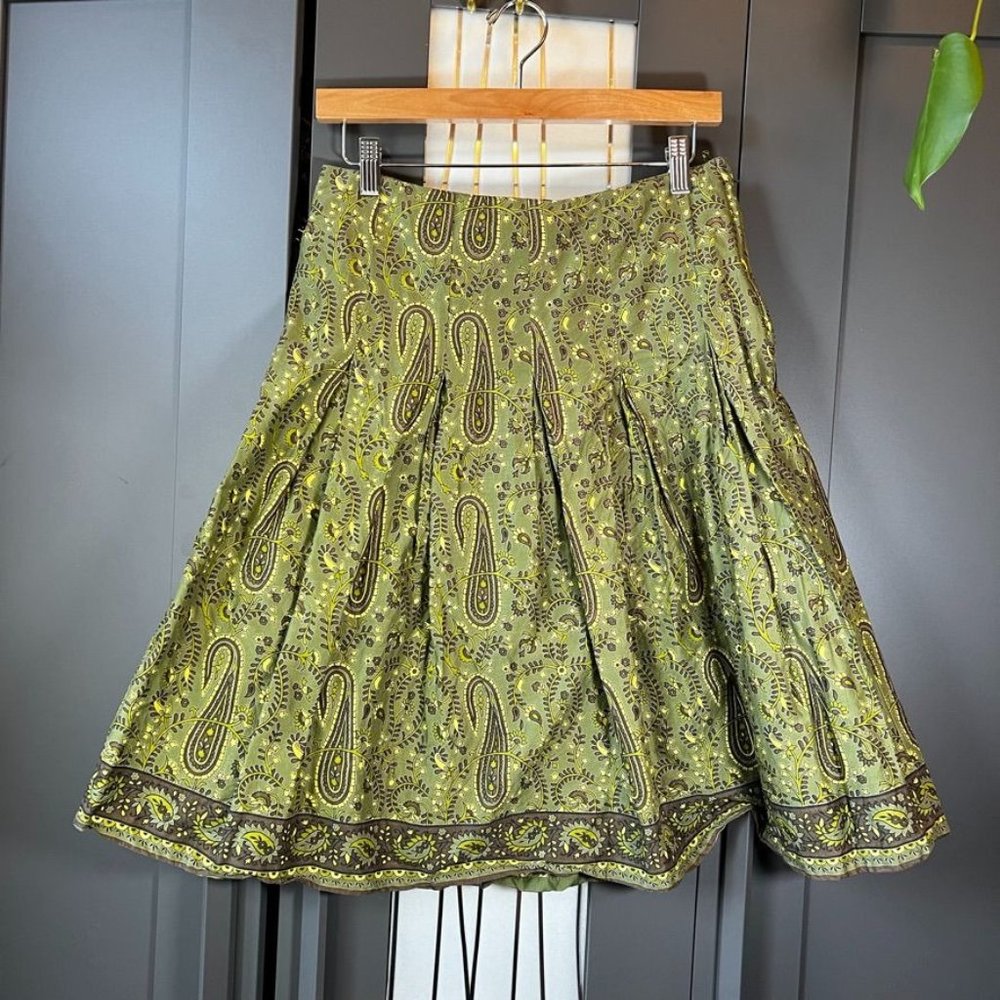 H&M  Green  Paisley  A-line  Circle  Skirt  Size 6